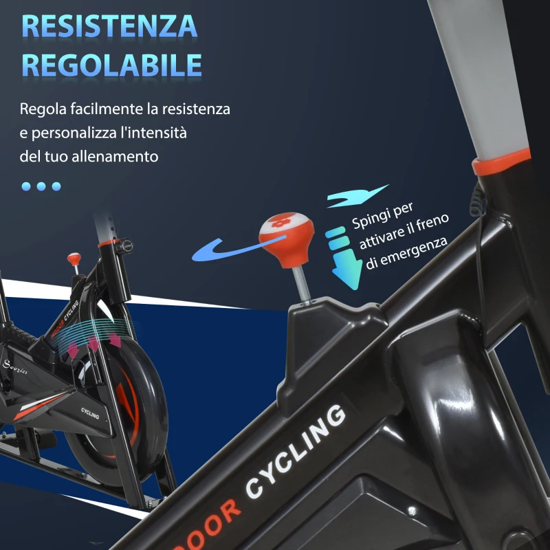 HOMCOM Cyclette da Casa per Allenamento in Acciaio Nero, Cyclette Professionale da Seduti Capacità 120 kg con Supporto per Cellulare, Monitor LCD, Manubrio e Resistenza Regolabile, Volano 10kg