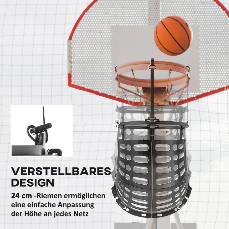 SPORTNOW Basketbal Terugkaatser, Hoogte Verstelbaar, 360° Draaibaar, Kunststof, 35,6L x 35,6B x 75,5H cm, Zwart
