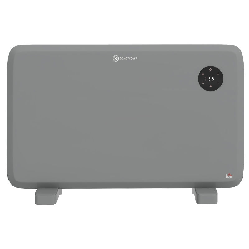 HOMCOM 1200W Electric Convector Heater, Freestanding or Wall Mounted, Space Heater with Adjustable Thermostat, Timer, Grey