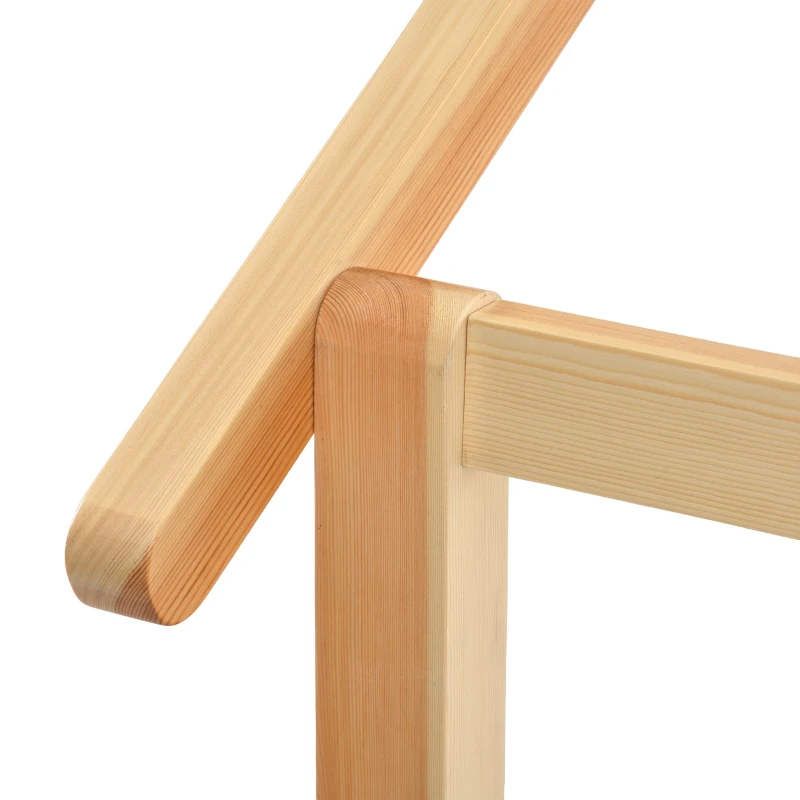 Letto a Casetta Espandibile con Ringhiera su Tre Lati, Letto per Cameretta, Letto Montessori, Senza Materasso, in Legno, 200x90 cm, Naturale