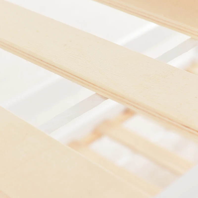 Lit cabane avec toit, tour de jeu avec protection contre les chutes, sans matelas, 200x90 cm & 100x90 cm, Blanc