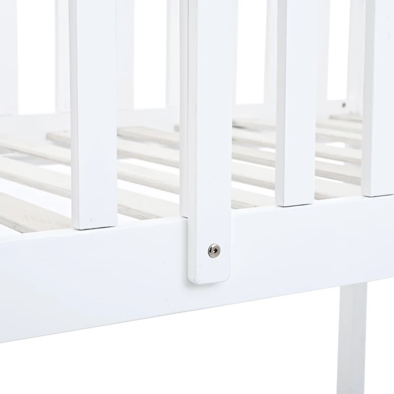 Letto a castello con scala e protezione anticaduta, letto a casetta, senza materasso, 90x200 cm, Bianco