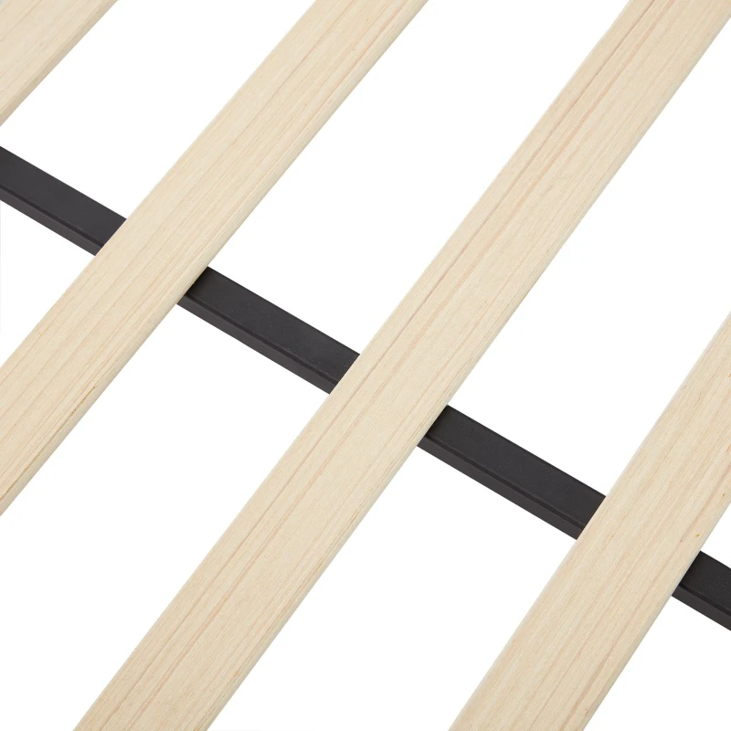 Lit rembourré avec bandes lumineuses multicolores et tête de lit ondulée, sans matelas, 90×200 cm, Bleu+Crème