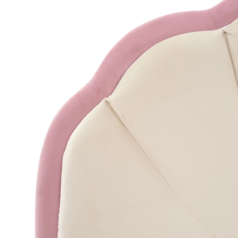 Letto Imbottito con Striscia LED Multicolore, Testiera Ondulata e Gambe Imbottite, Senza Materasso, in Velluto, 90×200 cm, Bianco e Rosa