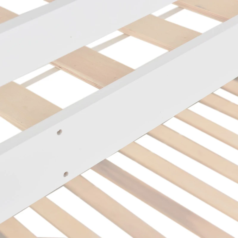 Lit superposé avec escalier et toboggan, lit pour enfants avec 2 tiroirs, sans matelas, 90x200 cm, Blanc