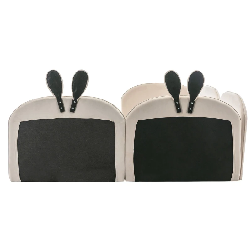Canapé lit lapin, lit pour enfants, 2 lits simples, cadre rembourré, sans matelas, 90x200 cm & 180x200 cm, Beige