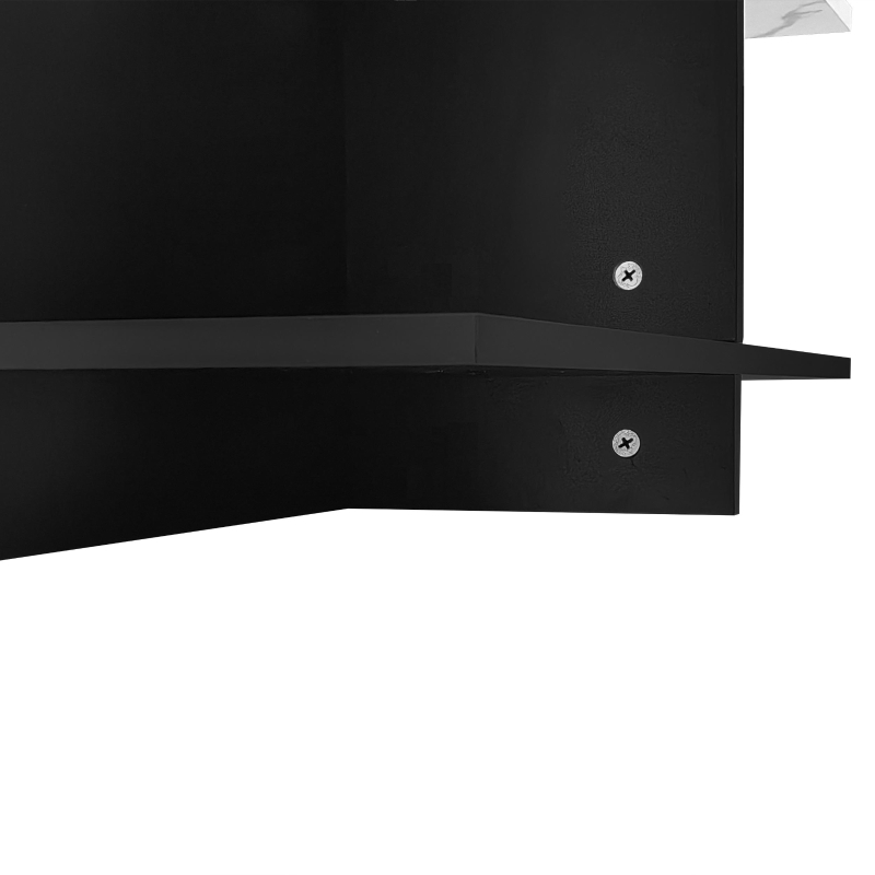 Tavolino quadrato, design moderno minimalista, effetto marmo bianco, Nero+Bianco