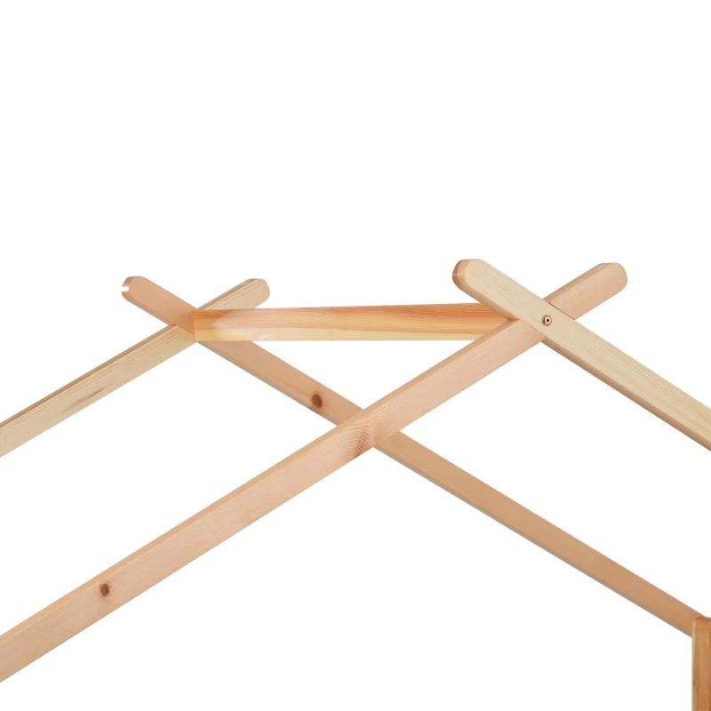 Lit cabane extensible, avec garde-corps sur trois côtés, sans matelas, 200x90 cm, naturel