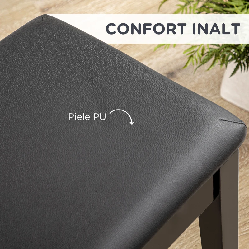 HOMCOM Bancă pentru Pian cu Spațiu de Depozitare, Bancă pentru Pian din Lemn și Piele Ecologică PU, 75x35x49 cm, Negru