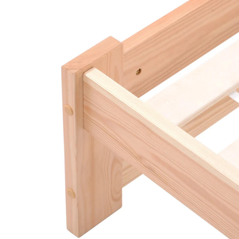 Letto in legno con testiera e rete a doghe, senza materasso, 200x90 cm,naturale