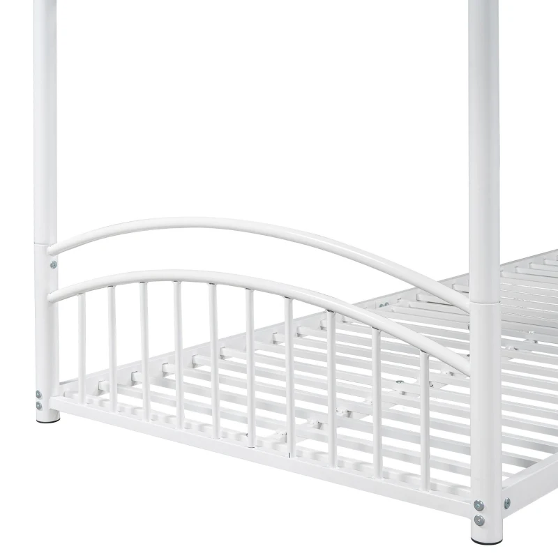 Letto a castello con scala e scivolo, senza materasso, 200x90 cm, Bianco