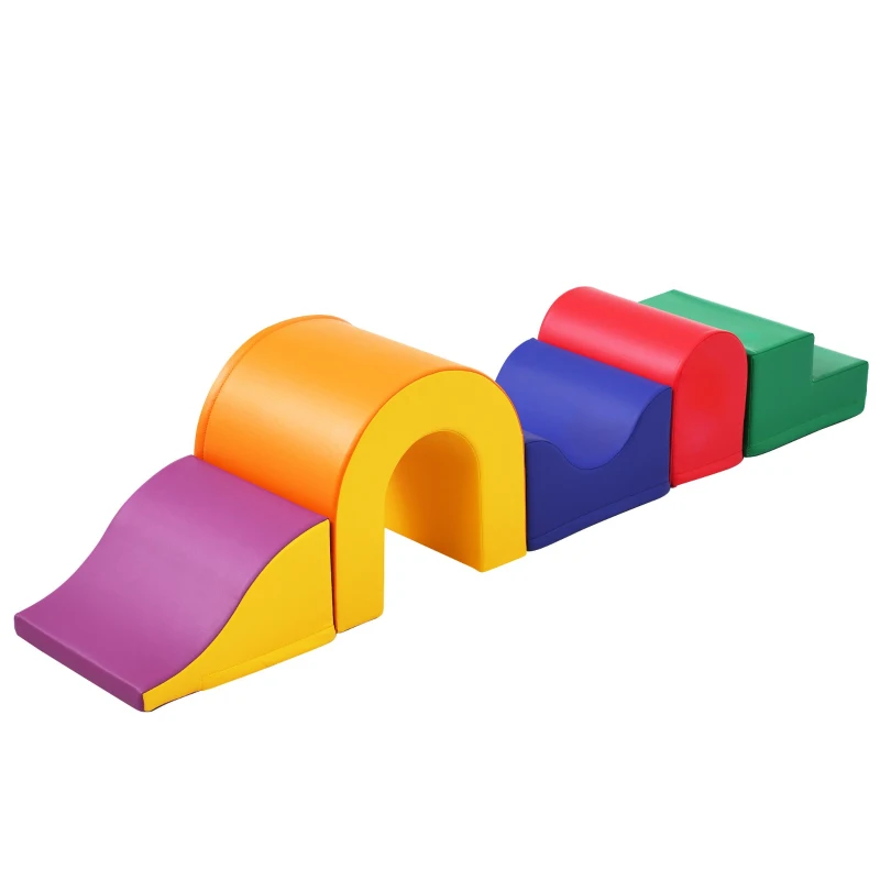 5-en-1 Grands Blocs de Construction en Mousse Douce et Colorée pour Enfants – Jeu Créatif, Imperméable et Facile à Nettoyer, Orange