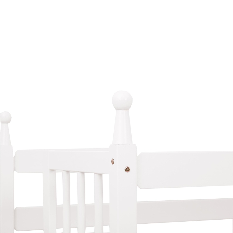 Letto a castello per bambini 6+ anni con scala, scivolo e scaffale, 90×200 cm, Bianco