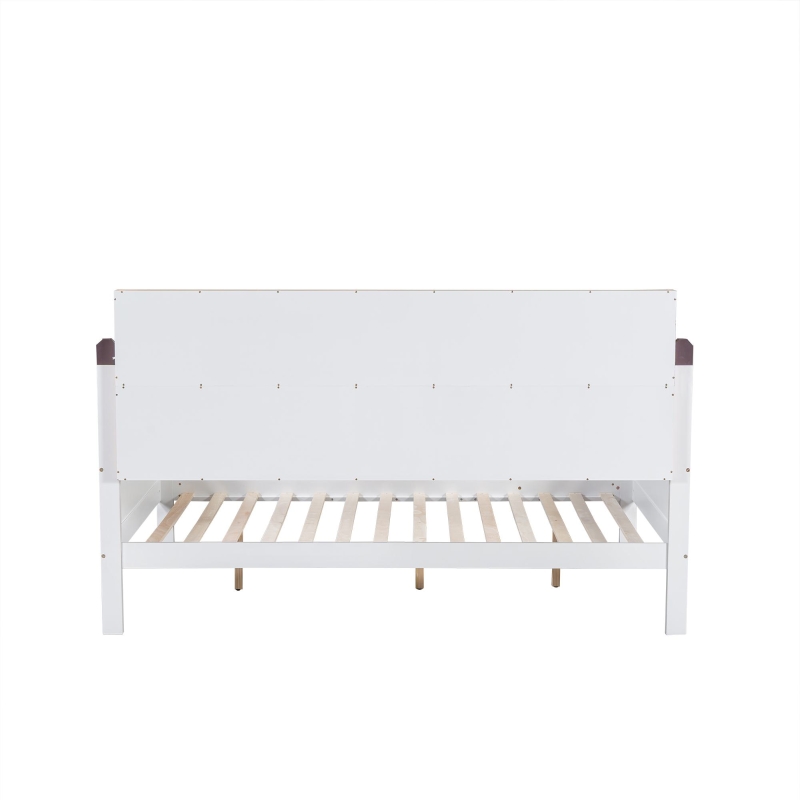 Letto per bambini con protezione anticaduta e sbarre, senza materasso, 140x200 cm, Bianco+naturale