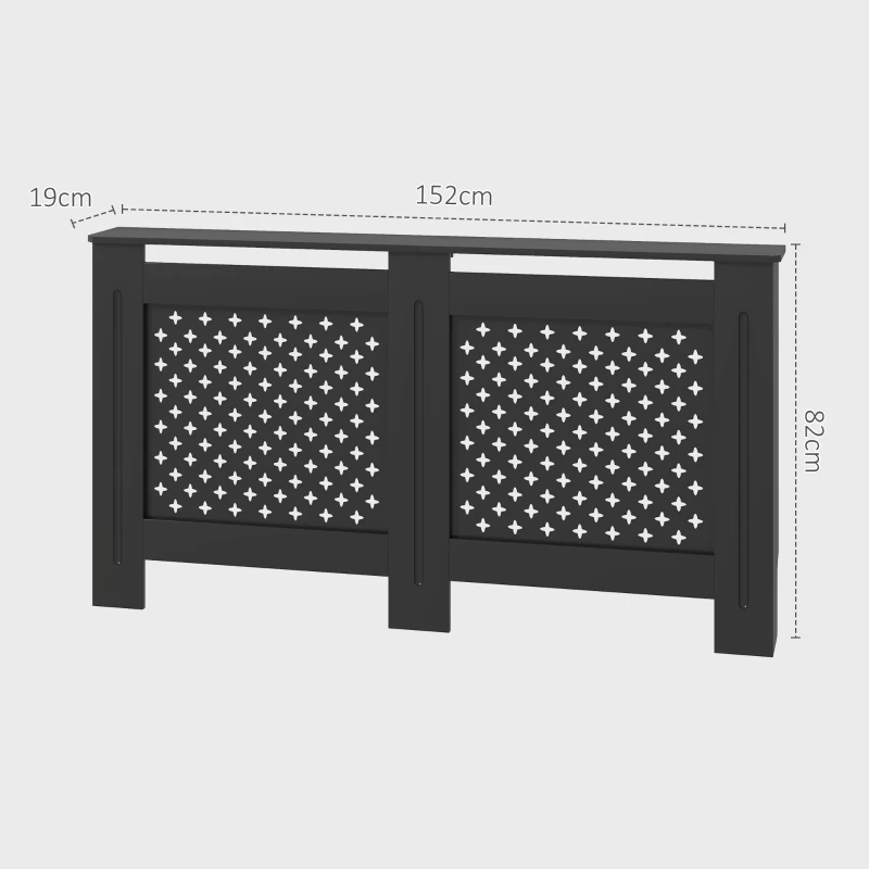 HOMCOM Carcasă pentru Calorifer din Lemn MDF, Carcasă Modernă pentru Calorifer cu Raft, 152x19x82 cm, Negru(m-3)