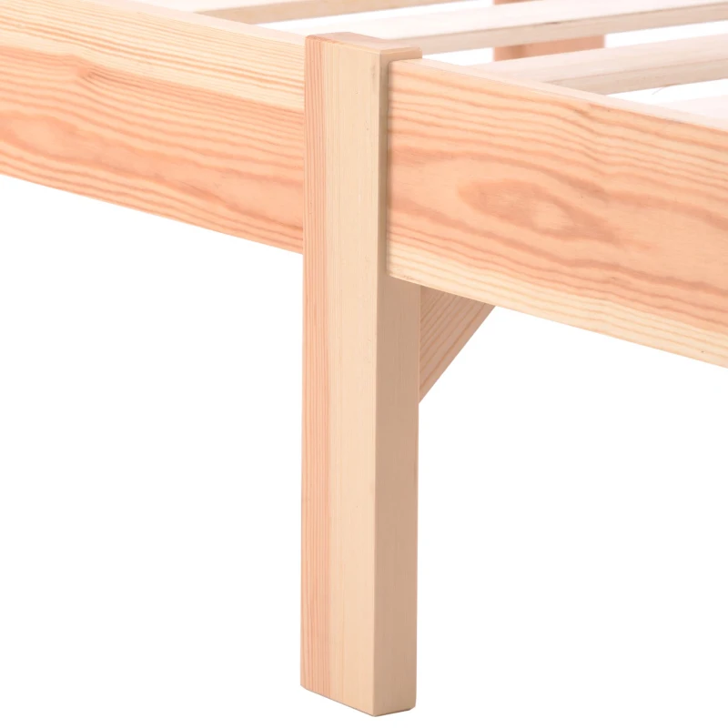 Letto in legno con testiera e rete a doghe, senza materasso, 200x90 cm,naturale