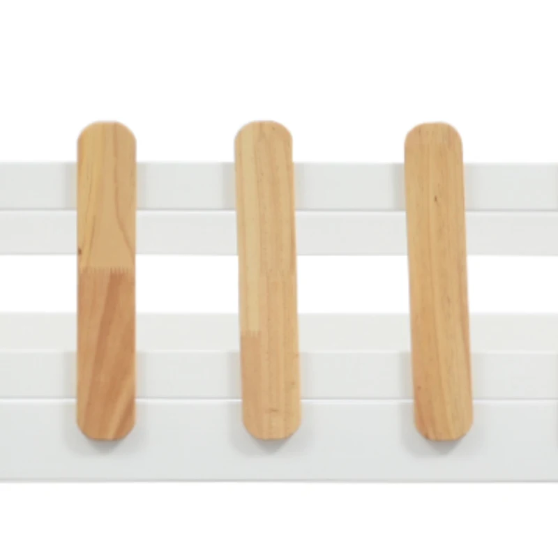 Lit superposé avec escalier, fenêtre et étagère, sans matelas, 90×200 cm, Blanc