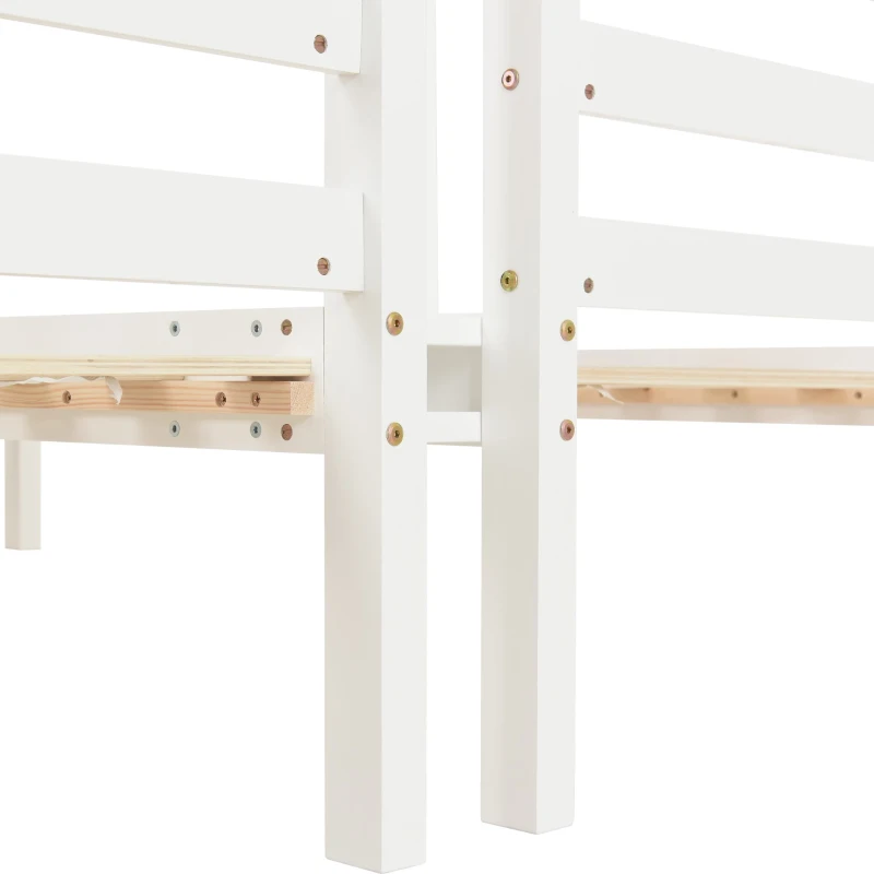 Lit superposé triple avec échelle latérale pour enfants et adolescents, sans matelas, 90x200 cm, Blanc