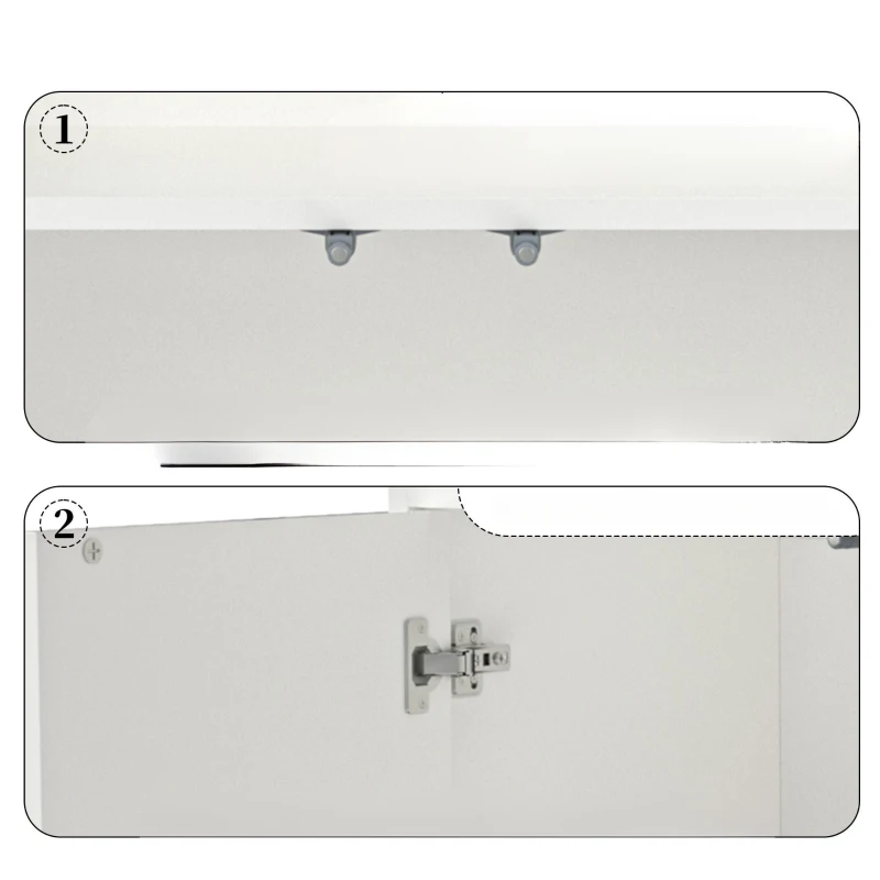 Credenza con due ante magnetiche, mobile multifunzionale per cucina e soggiorno, Bianco