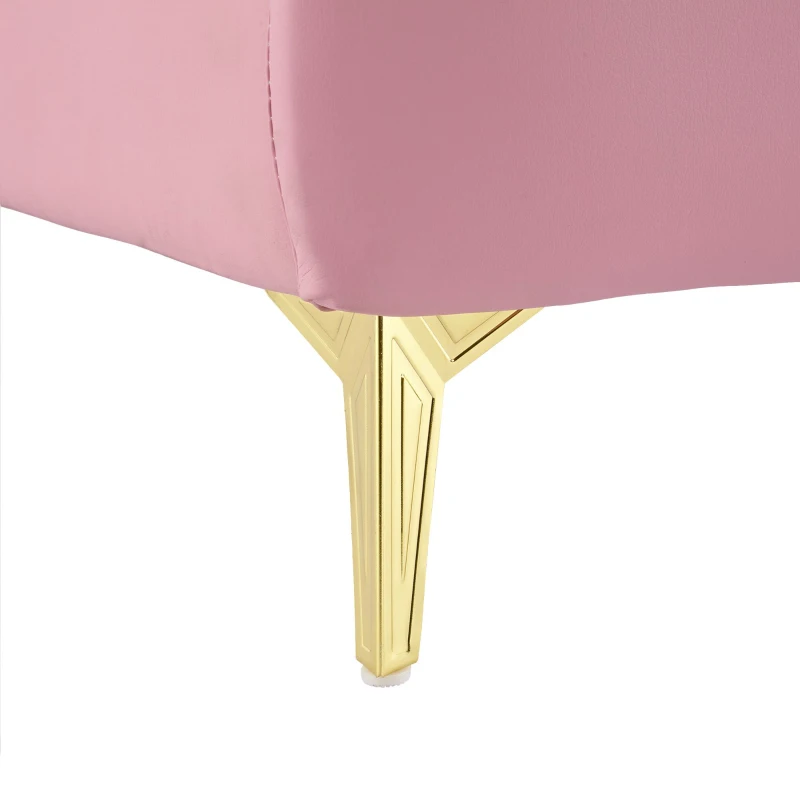 Letto Imbottito con Striscia LED e Doghe in Legno, Letto con Testiera, Rivestimento in Pelle PU, Senza Materasso, 140×200 cm, Bianco e Rosa