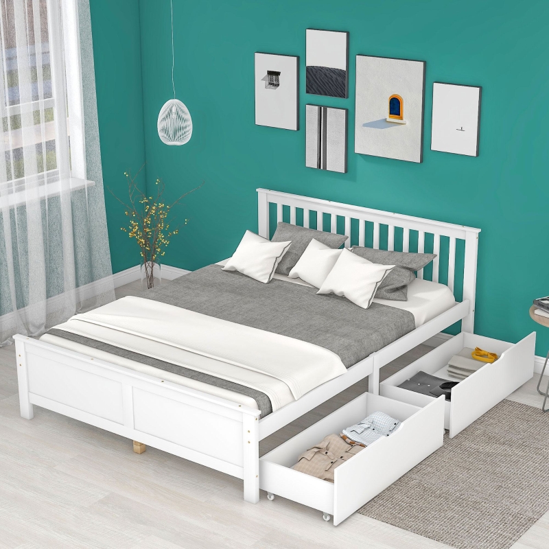Lit avec rangement 90x190 cm PACK 3 coloris blanc