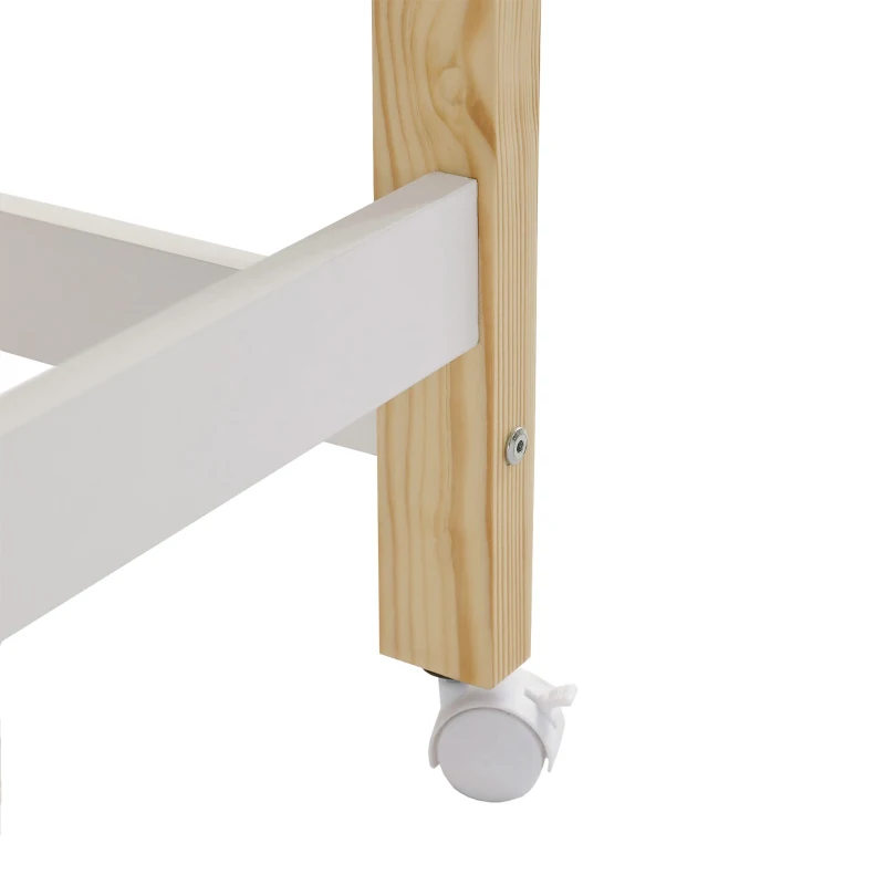 Bureau avec roulettes directionnelles, 80x43,5 cm, Blanc+naturel