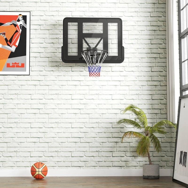 SPORTNOW Wandgemonteerde Basketbalring, Scheurbestendig Net, weerbestendig, duurzaam, voor binnen en buiten, Zwart