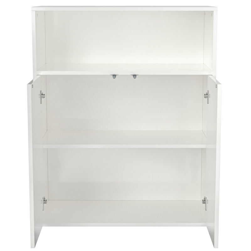 Credenza con due ante magnetiche, mobile multifunzionale per cucina e soggiorno, Bianco