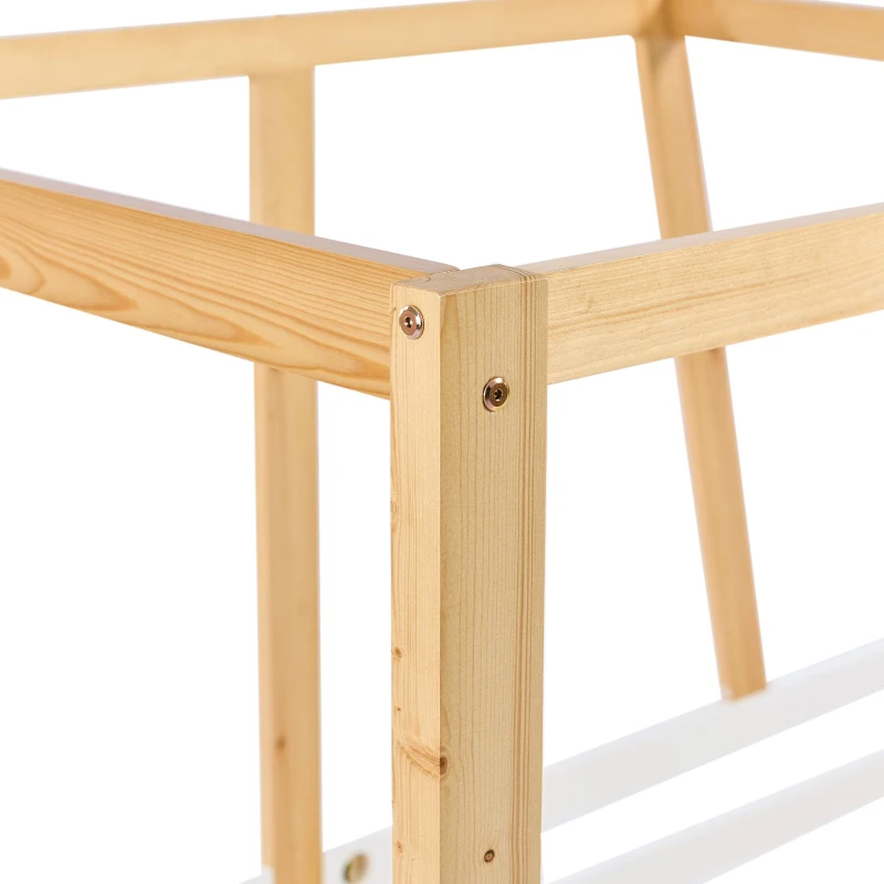 Letto Montessori a Forma di Jeep con Ruote e Sponde Protettive, Letto per Cameretta, Senza Materasso, in Legno e MDF, 90x200 cm, Bianco