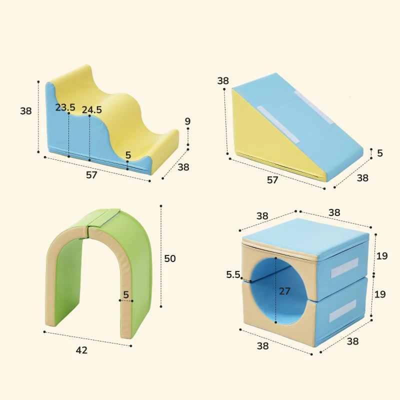 Blocchi di costruzioni in schiuma 6-in-1, Gioco creativo, Materiale PU resistente，Giallo