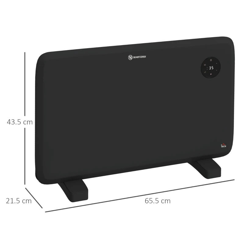 HOMCOM 1.2kW Freestand/On-Wall Electric Convector Heater, with Adjustable Thermostat - Black
