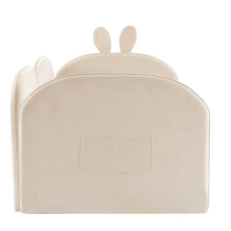 Tête de lit canapé en forme de lapin, lit pour enfant, 3 côtés inclus, sans matelas, 90x200 cm, Beige