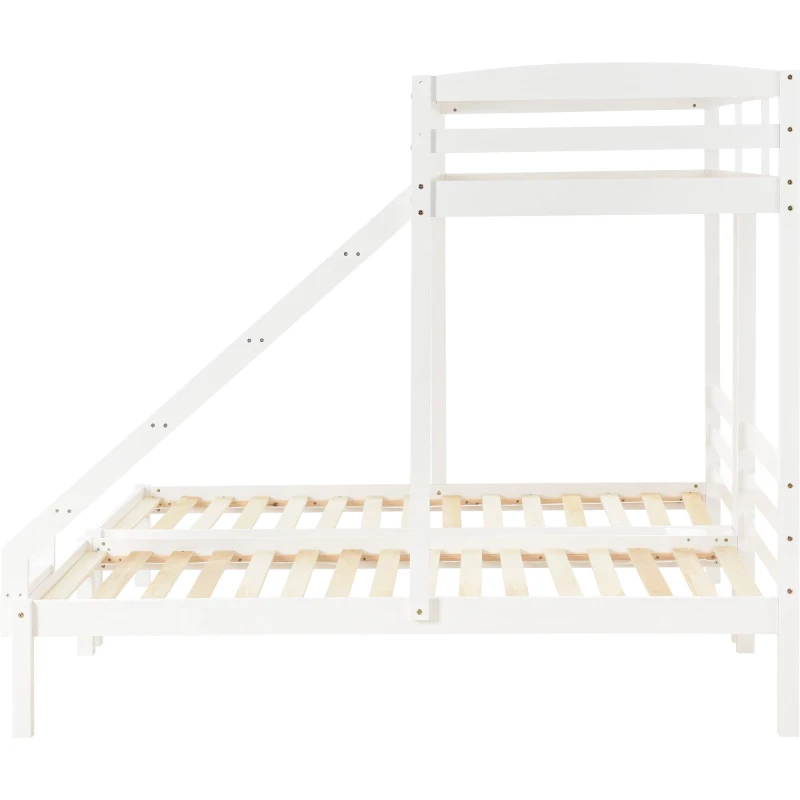 Letto a castello triplo per bambini 6+ anni con scala laterale, 90x200 cm, Bianco