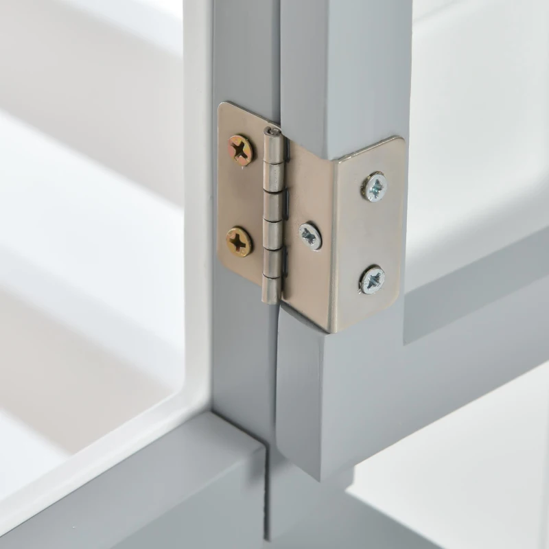 Lit superposé avec main courante et fenêtre, lit maison, lit enfant avec protection contre les chutes et grille, sans matelas, 90×200 cm, Blanc