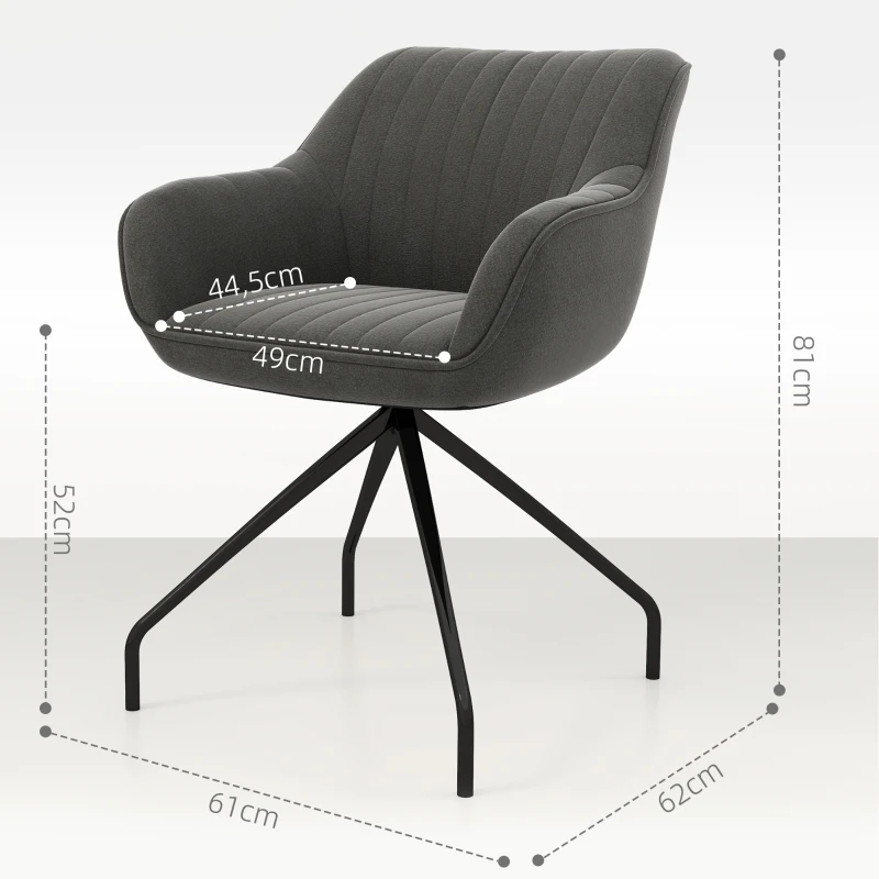 HOMCOM Obrotowy Fotel Akcentowy, Nowoczesny z Metalowymi Nogami do Salonu, Sypialni, Biura, Szary