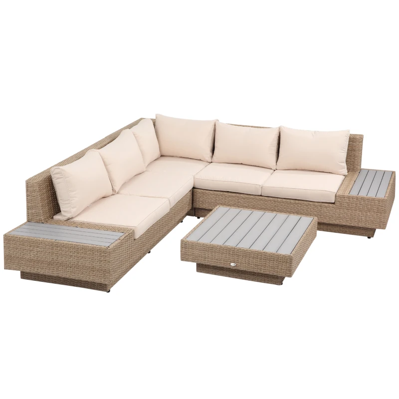 Outsunny 4 Pcs Rattan Sofa Furniture Set W/Cushions-Beige