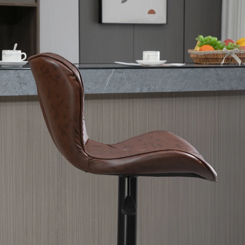 HOMCOM Set 2 Scaune de Bar cu Înălțime Reglabilă, Șezut Rotativ și Suport pentru Picioare, 46,5x54x88-108 cm, Maro