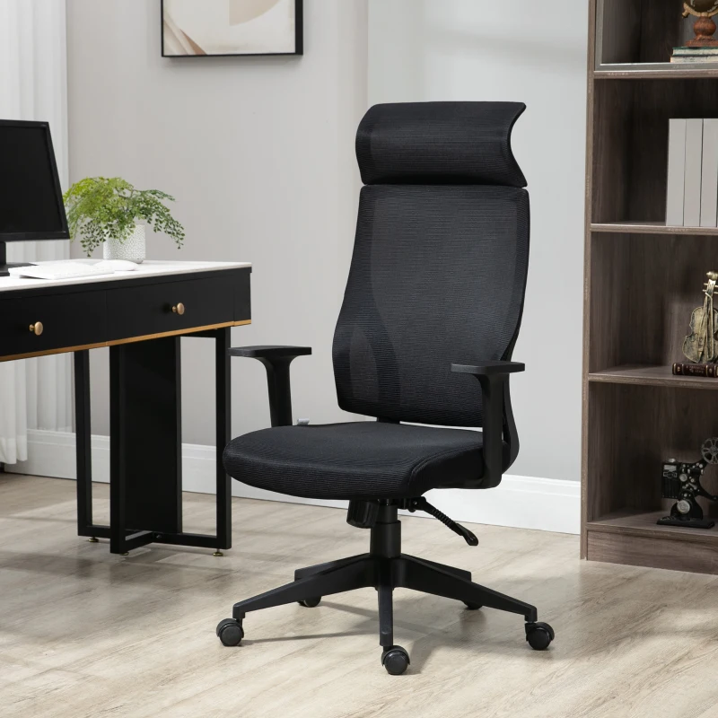 Vinsetto Mesh Office Chair Breathable Fabric Computer Home Executive w/ Wheels Black