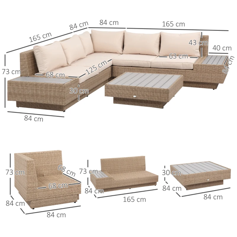 Outsunny 4 Pcs Rattan Sofa Furniture Set W/Cushions-Beige