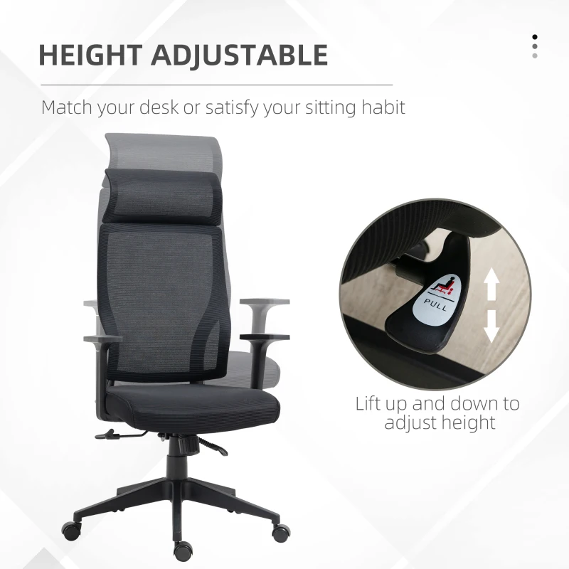 Vinsetto Mesh Office Chair Breathable Fabric Computer Home Executive w/ Wheels Black