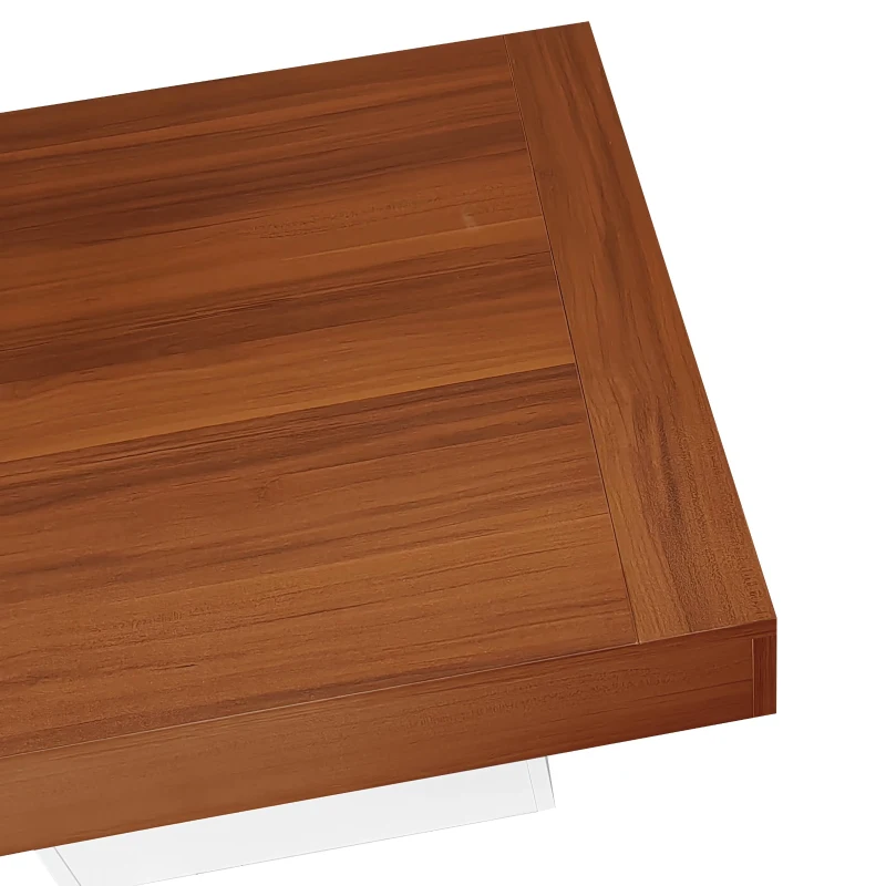 Modern Style Coffee Table with LED Lights, Rustic Industrial Design, Square Coffee Table for Living Room, 70L x 70W x 40H cm, Brown+White