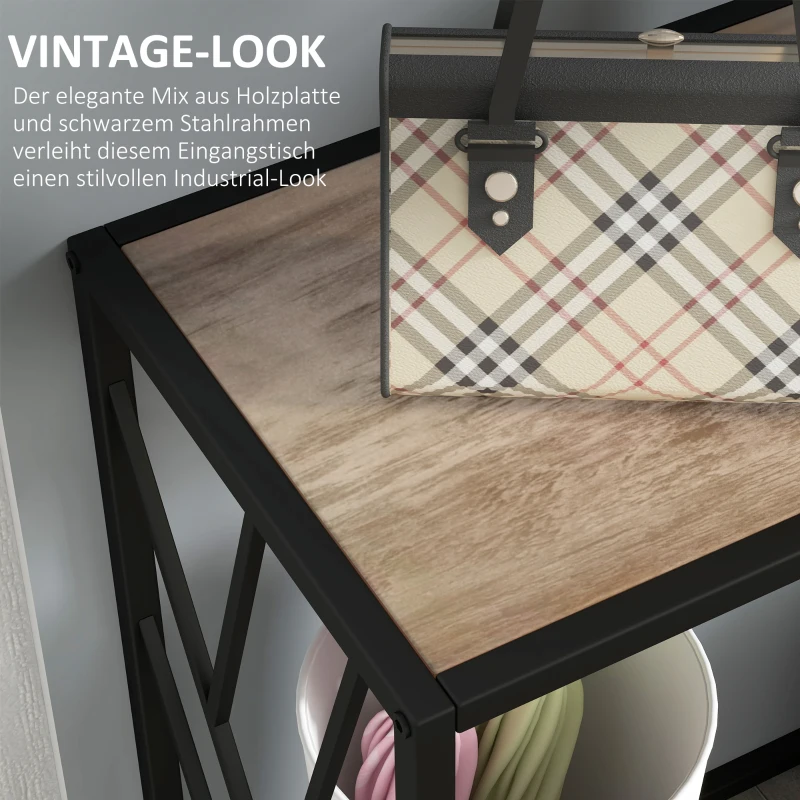 HOMCOM Console, Haltafel, Industrieel Ontwerp, Stevig Metalen Frame, 120 x 35 x 75 cm