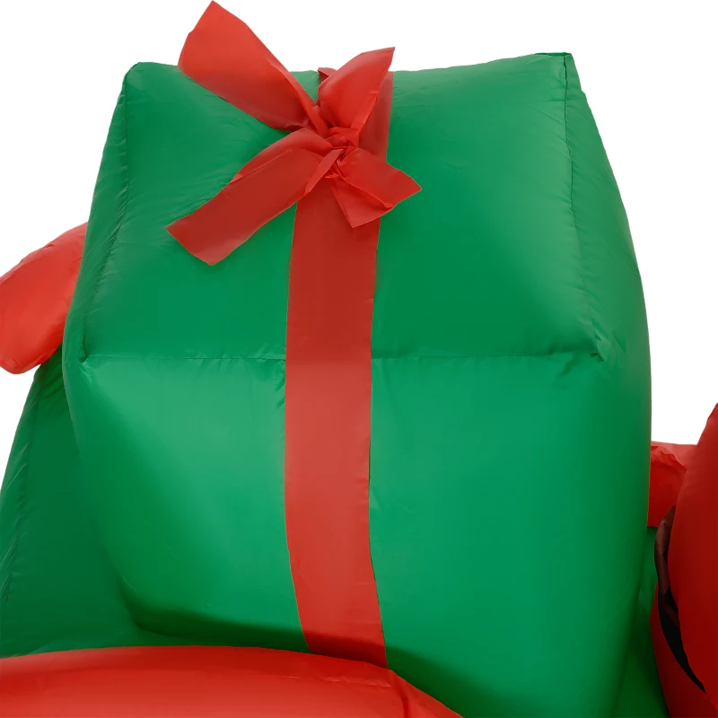 Outsunny Kerstman met Slee & Rendier, Opblaasbaar met Witte LED-Verlichting, 210 x 80 x 140 cm