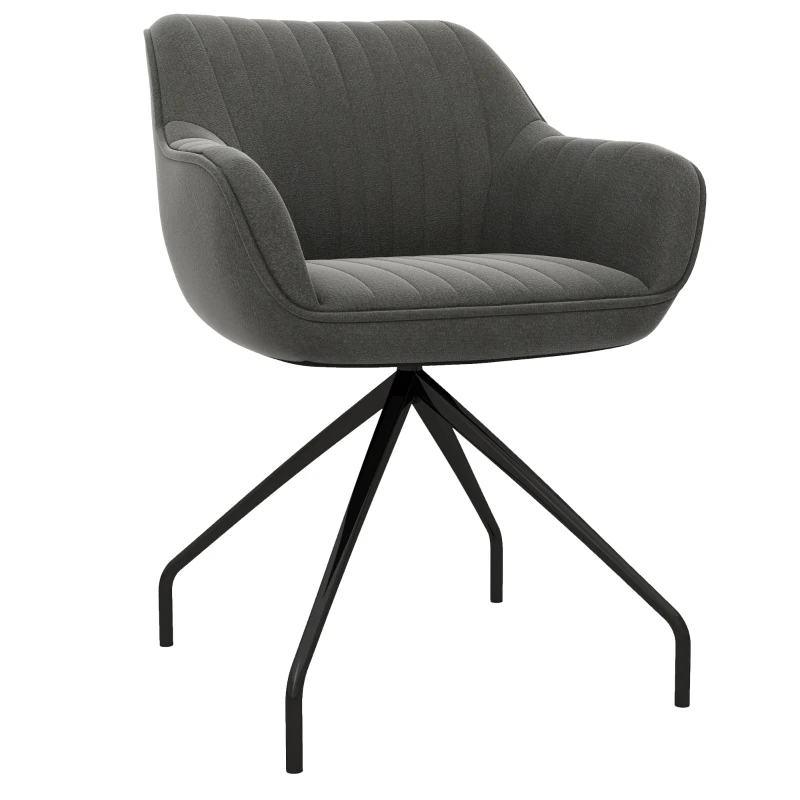 HOMCOM Obrotowy Fotel Akcentowy, Nowoczesny z Metalowymi Nogami do Salonu, Sypialni, Biura, Szary