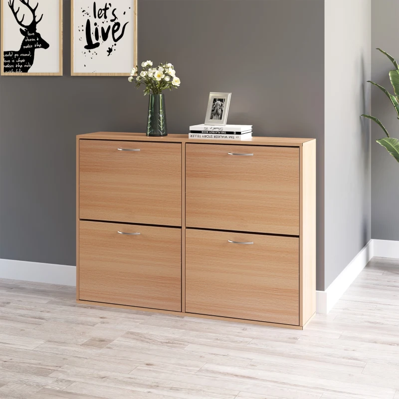 Homcom Dulap Pantofi Lemn 120×24×81 cm – 24 Perechi, Hol sau Dormitor(m-10)