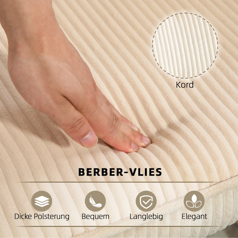 HOMCOM Vintage Schommelstoel, Gebogen Onderstellen, Dikke Bekleding, Beukenhout & Staal, Beige