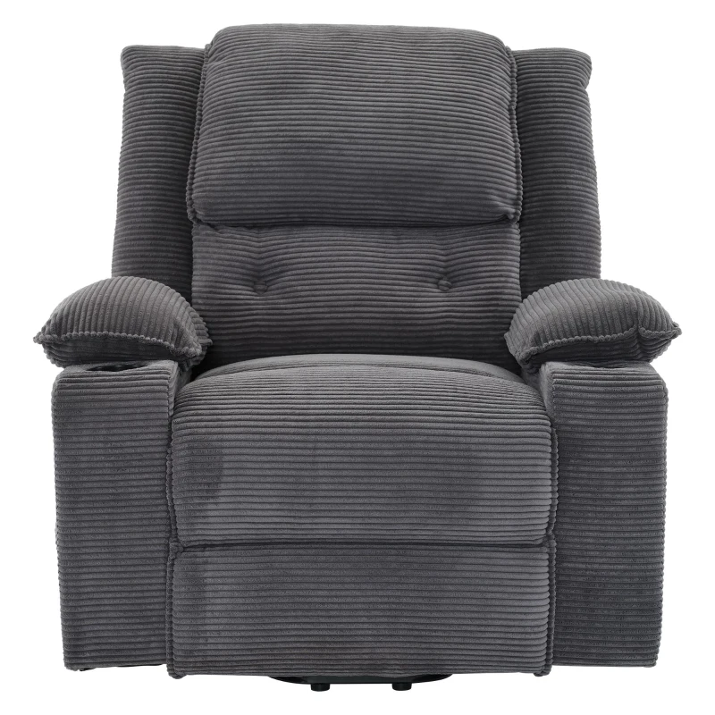 Electric Upholstered Power Lift Massage Chair with Heat, Cup Holders, Remote Control Office Recliner Armchair, 95L x 73W x 102H cm, Grey