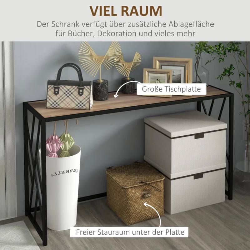 HOMCOM Console, Haltafel, Industrieel Ontwerp, Stevig Metalen Frame, 120 x 35 x 75 cm