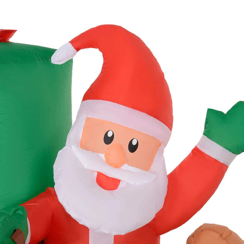 Outsunny Kerstman met Slee & Rendier, Opblaasbaar met Witte LED-Verlichting, 210 x 80 x 140 cm