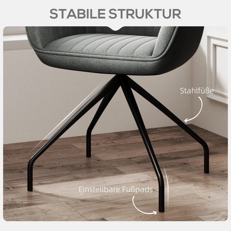 HOMCOM Obrotowy Fotel Akcentowy, Nowoczesny z Metalowymi Nogami do Salonu, Sypialni, Biura, Szary